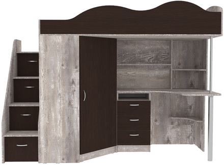 Кровать-чердак КарИВи Пионер Бетон Венге