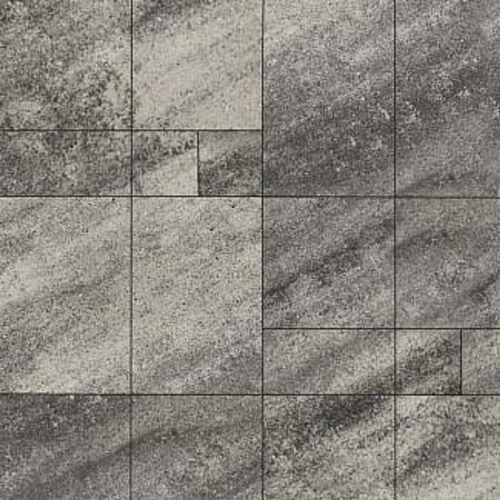 Тротуарная плитка ГРАНДО - Листопад гладкий Антрацит, комплект из 4 видов плит