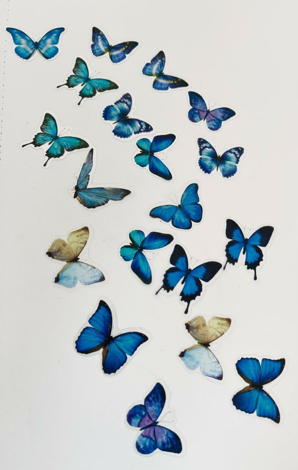 Наклейки Бабочки Journamm  синие, водостойкие, красивые, творчество, скрапбукинг 40 шт