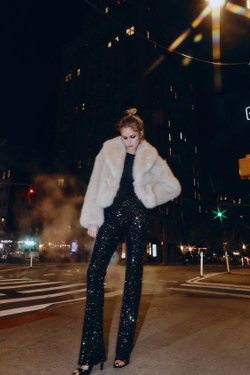 ZARA ЛЕГИНСЫ FLARE С ПАЙЕТКАМИ, ЧЕРНЫЙ