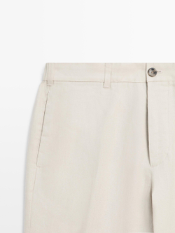 Massimo Dutti Зауженные льняные брюки, бежевый