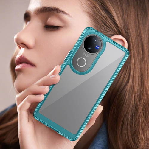 Усиленный чехол с мягкими рамками бирюзового цвета для Vivo V50, увеличенные защитные свойства
