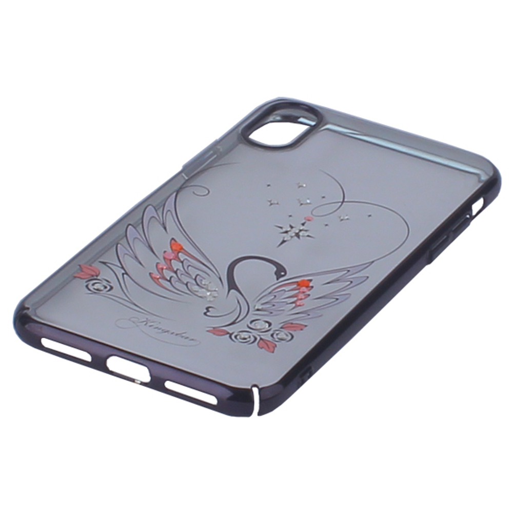 Чехол-накладка KINGXBAR для iPhone XS/ X (5.8&quot;) пластик со стразами Swarovski 49F Лебединая Любовь черный