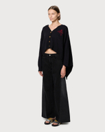 VIVIENNE WESTWOOD RED LEBEL КАРДИГАН ЧЕРНЫЙ АСИММЕТРИЧНЫЙ НА ПУГОВИЦАХ С ЛОГОТИПОМ БРЕНДА