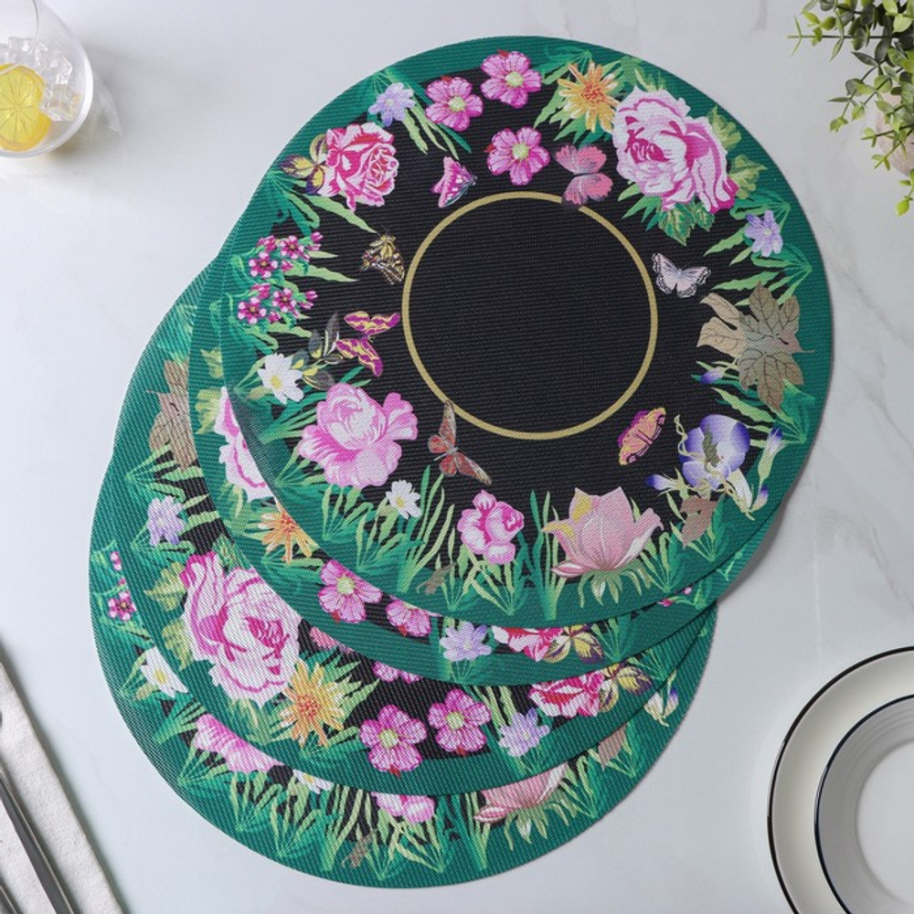 Салфетки сервировочные на стол Доляна «Роуз», 4 шт., d=38 см