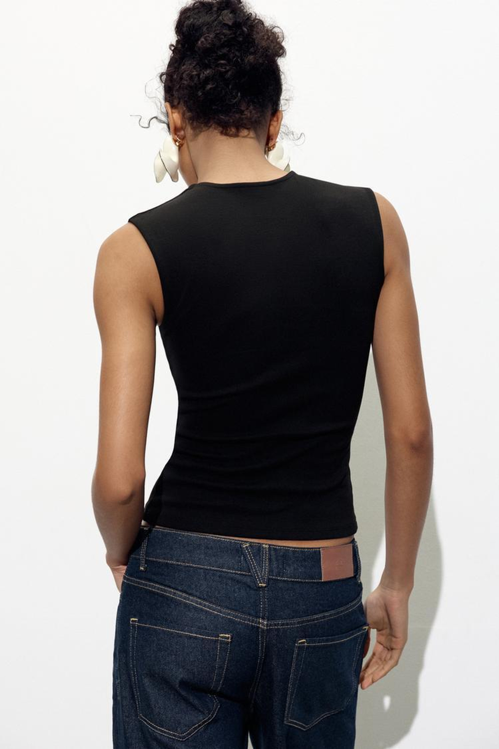 ZARA ТОП БЕЗ РУКАВОВ, ЧЕРНЫЙ