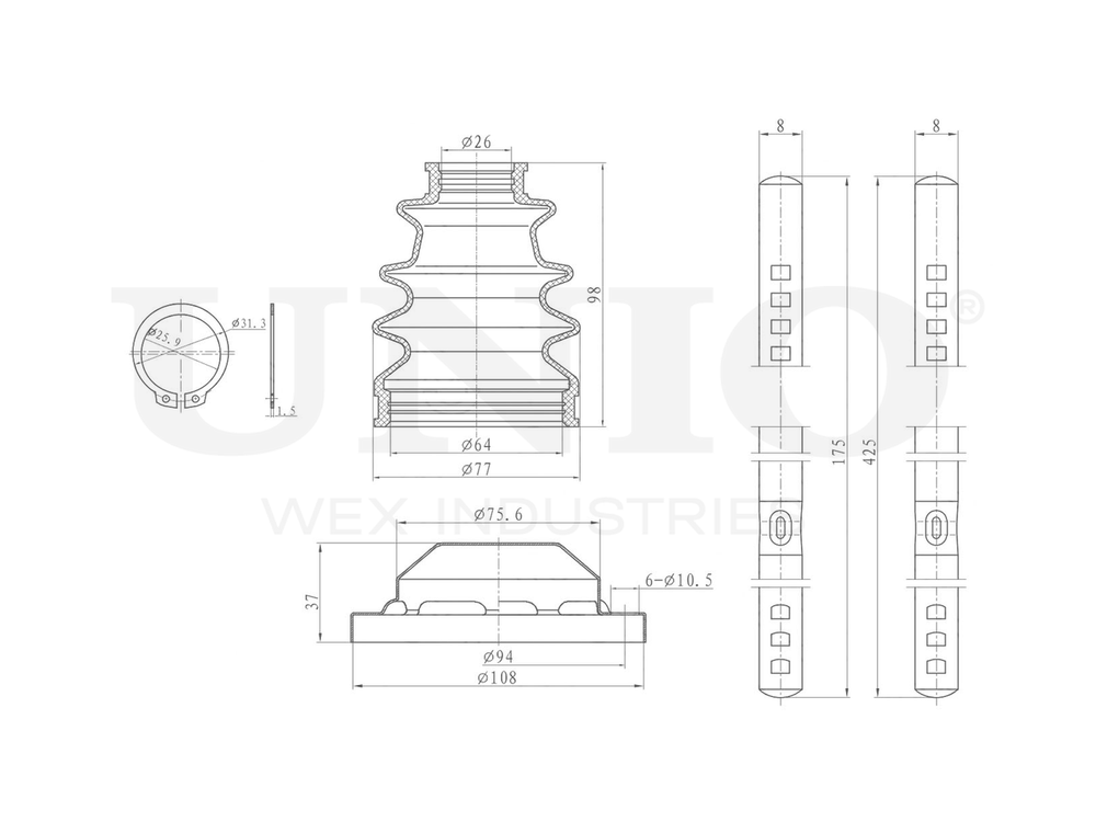 Пыльник ШРУСа (к-т) UNIO DUC-30089K