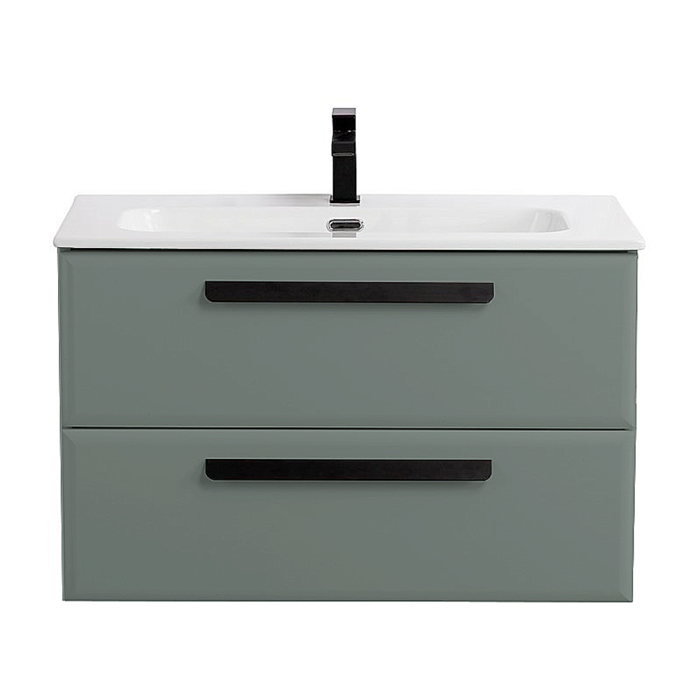 Тумба с раковиной Cezares ECO-CER-N-800-2C-SO-GVO-P+CZR-8073-80 Серо-зеленая матовая
