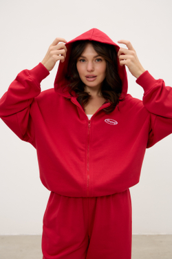 Худи на молнии 04, красное