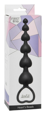 Анальная цепочка с сердечками Heart's Beads (18 см , черный ) (Цвет: черный)