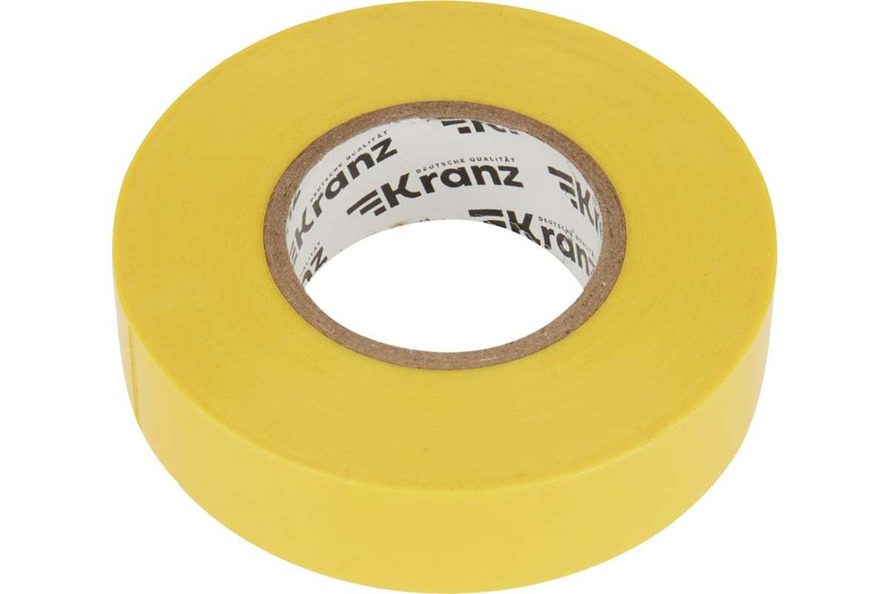 Профессиональная изолента ПВХ KRANZ 0,18х19 мм, 20 м, желтая KR-09-2802