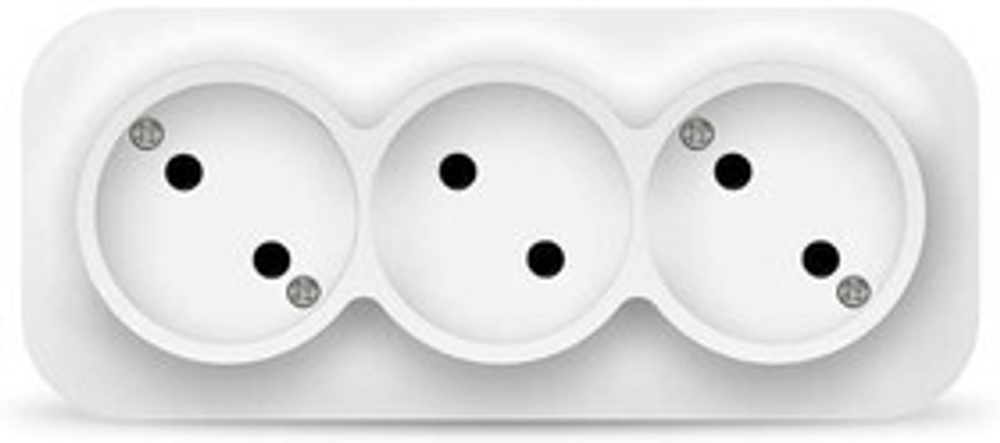 Розетка 3-м ОП 10А IP20 без заземл. белый