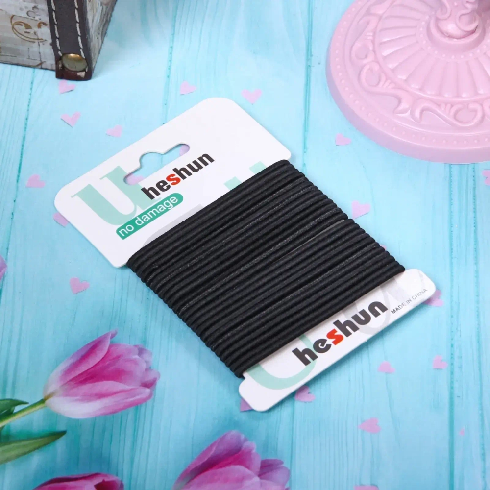 Резинки для волос 24шт на блистере «Your Style», цвет черный, d-4,6см