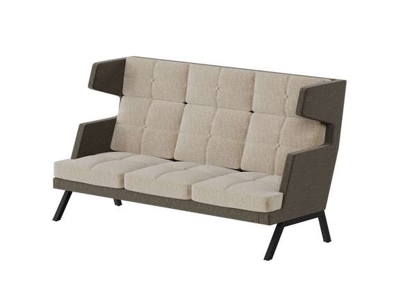 Алдо Диван трёхместный высокий с декором из пуговиц ALDB-03 Сан 03/Сан 06/Металл Черный 2010*960*118