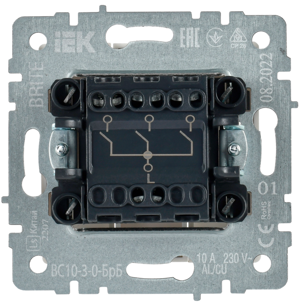 BRITE Выключатель 3-клавишный 10А ВС10-3-0-БрБ белый IEK