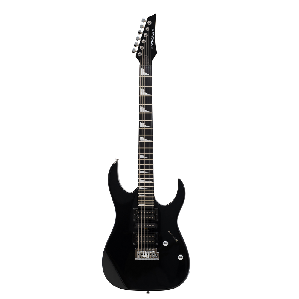 ROCKDALE Akira DX Black электрогитара. Цвет черный. Материал корпуса тополь. Материал грифа клен. Конфигурация звукоснимателей - HSH. Звукосниматели - Alnico 5. Бридж тремоло. Цвет фурнитуры хром.