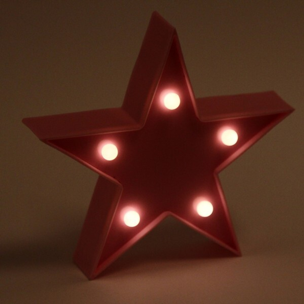 Светильник «Disko-Звезда» 16,5см на батарейках, 5 LED ламп, цвет розовый