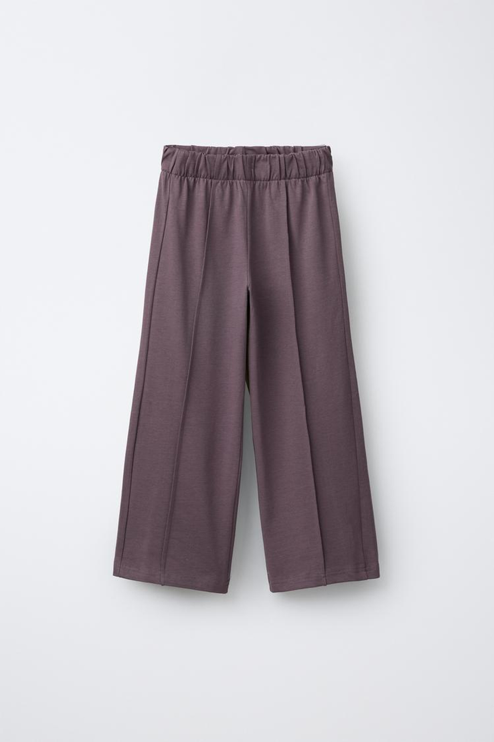 ZARA КОМПЛЕКТ ИЗ ФУТБОЛКИ И БРЮК КЮЛОТ HEAVY WEIGHT С ДЕКОРАТИВНЫМИ ШВАМИ, ТЕМНО-РОЗОВЫЙ