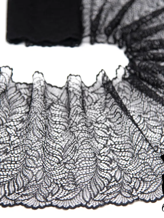 03-82 Кружево эластичное 22 см, черный 170