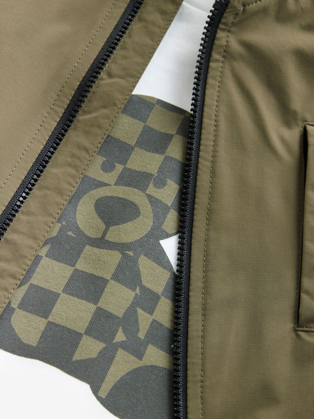 Бомбер и футболка в комплекте для мальчика Next K83-454, Хаки, Белый