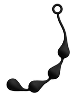 Большая чёрная анальная цепочка с 4 каплями - 43 см. (Цвет: черный)