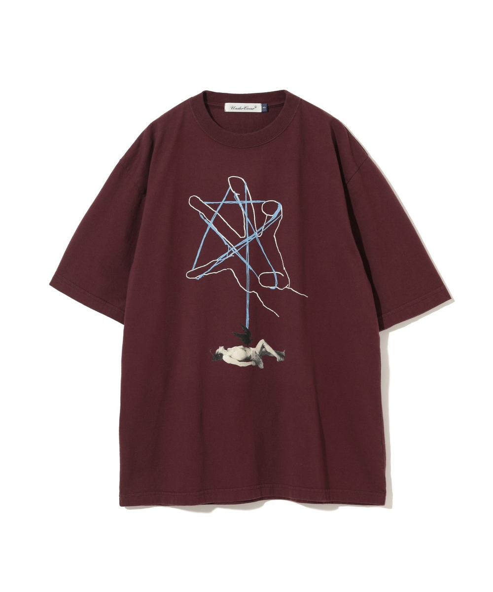 UNDERCOVER ФУТБОЛКА БОРДОВАЯ С ПРИНТОМ