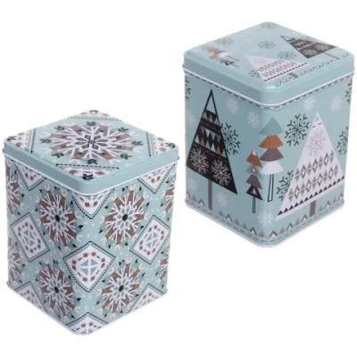 Банка жестяная «Снежинка» 1200мл 10,6*10,6*13,5см