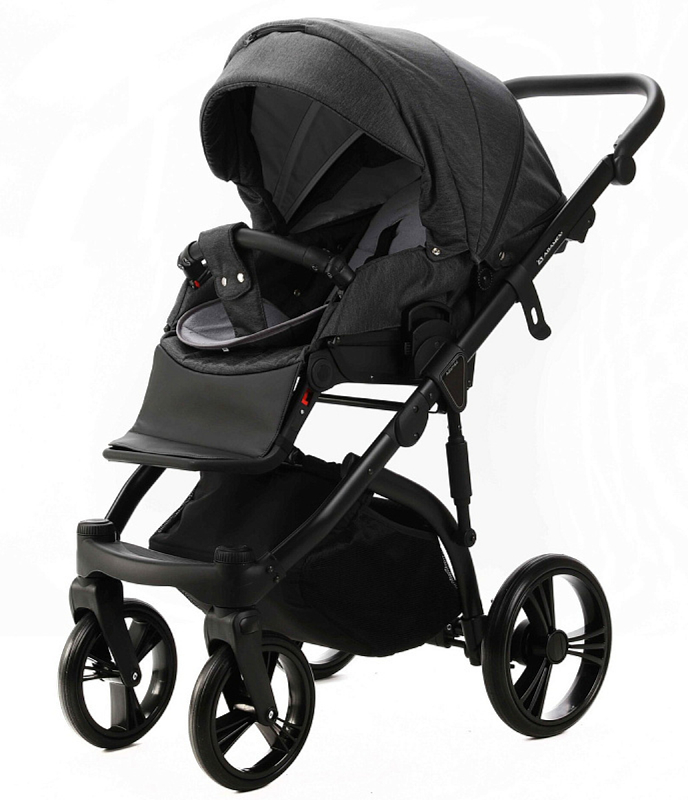 Детская коляска Adamex Lanti 2 в 1 LN-PS35 TIP (Т.СЕРЫЙ + Т.СЕРАЯ КОЖА)