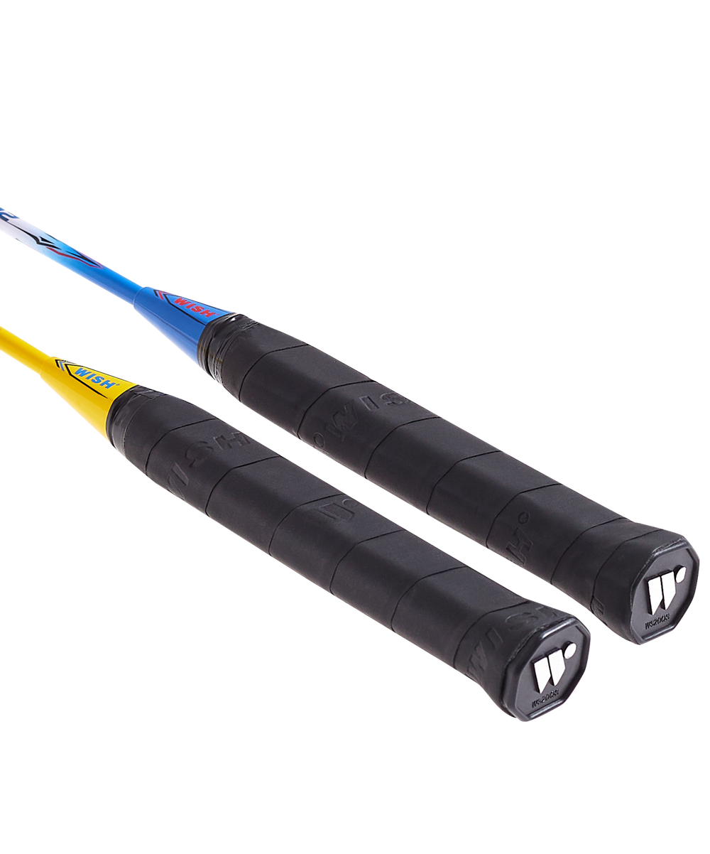 Набор для бадминтона Alumtec 502, 2 ракетки, 2 волана, синий/желтый