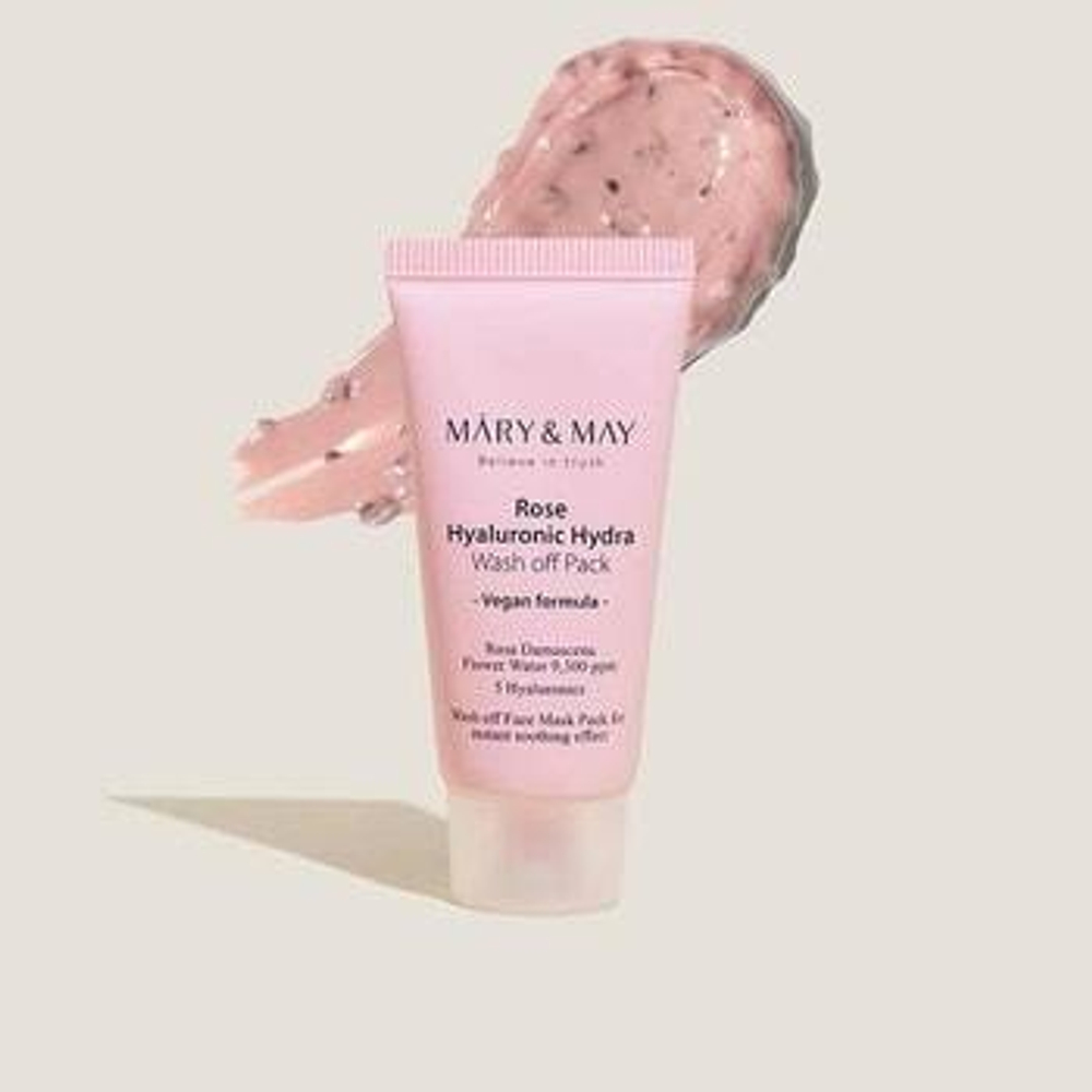 Глиняная маска для глубокого увлажнения Mary&May Rose Hyaluronic Hydra Wash off Pack