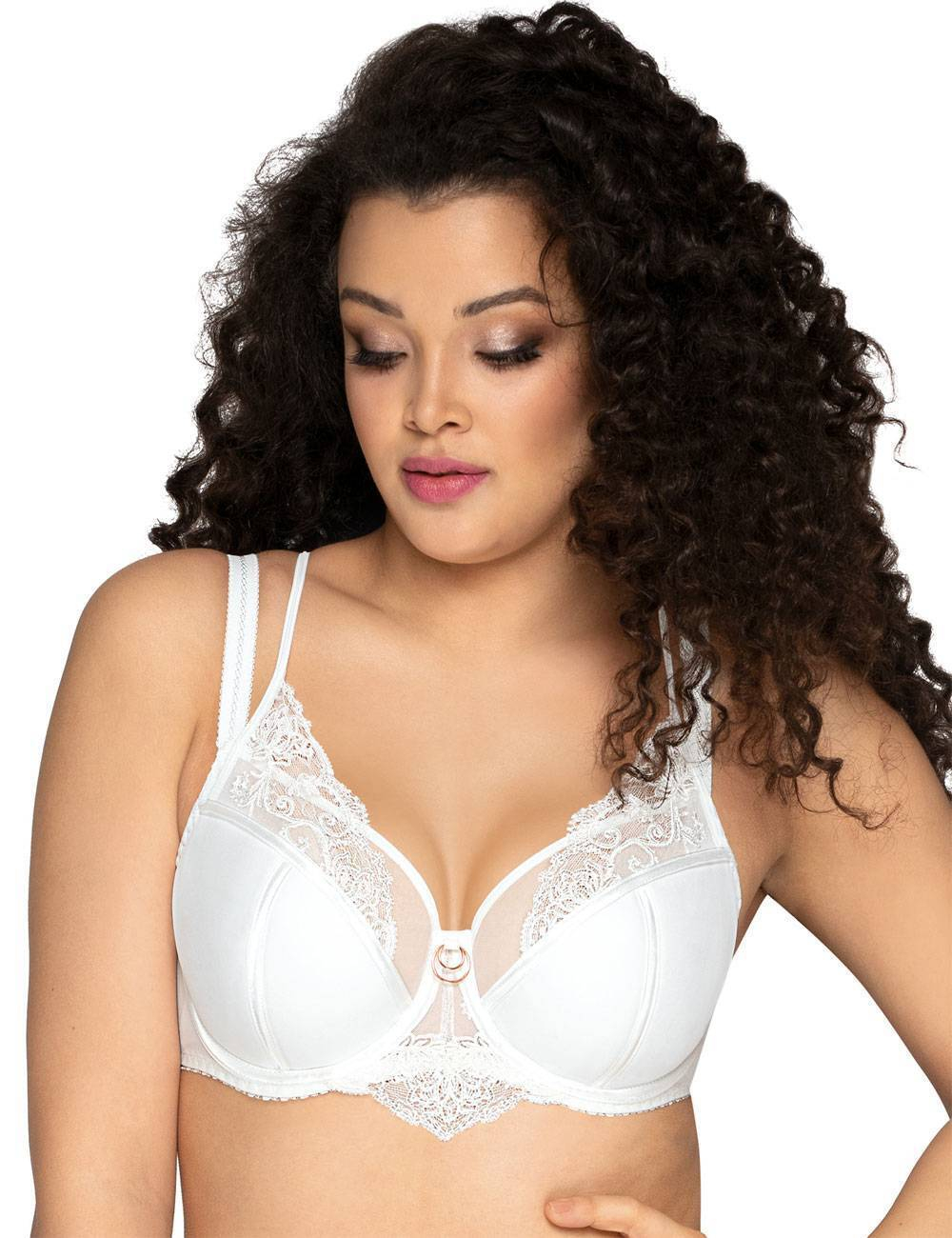 Бюстгальтер plus size с двойными бретелями и кружевной отделкой (Размер: 85H) (Цвет: кремовый)