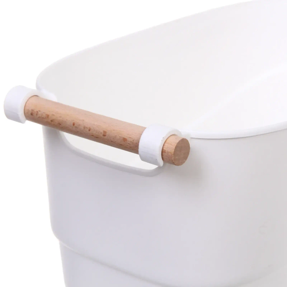 Корзинка для хранения с бамбуковой ручкой «БРАМИНГЕМ», цвет белый, 33.5*18*15.5см