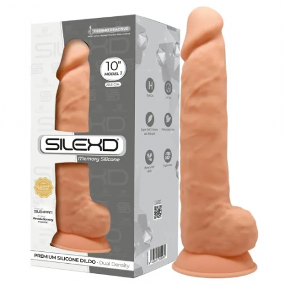 Реалистичный фаллоимитатор SilexD Model 1 (26,6×5,4 см) с двойной плотностью светло-бежевый