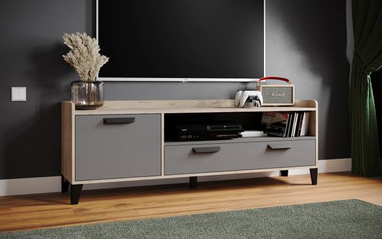 Тумба-ТВ ПАРУС-8 дуб крафт серый / графит серый