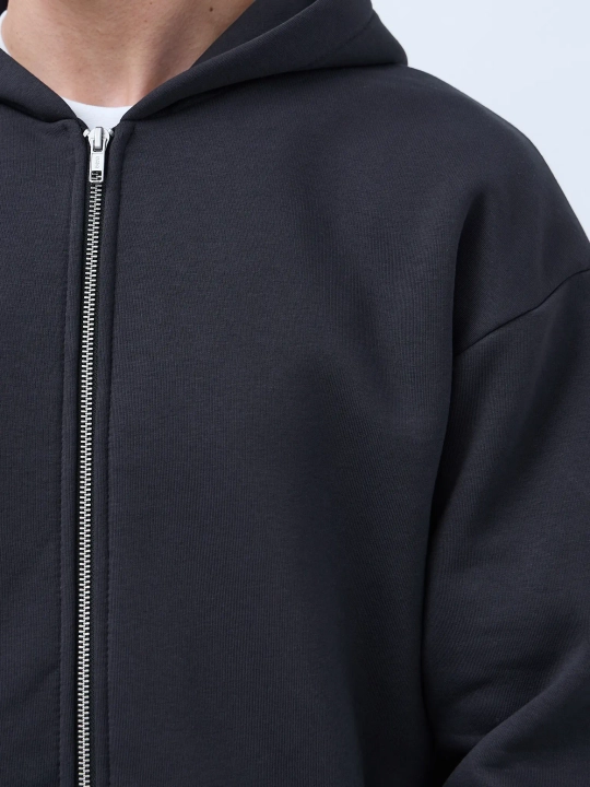 Худи оверсайз на молнии с начёсом (графит)