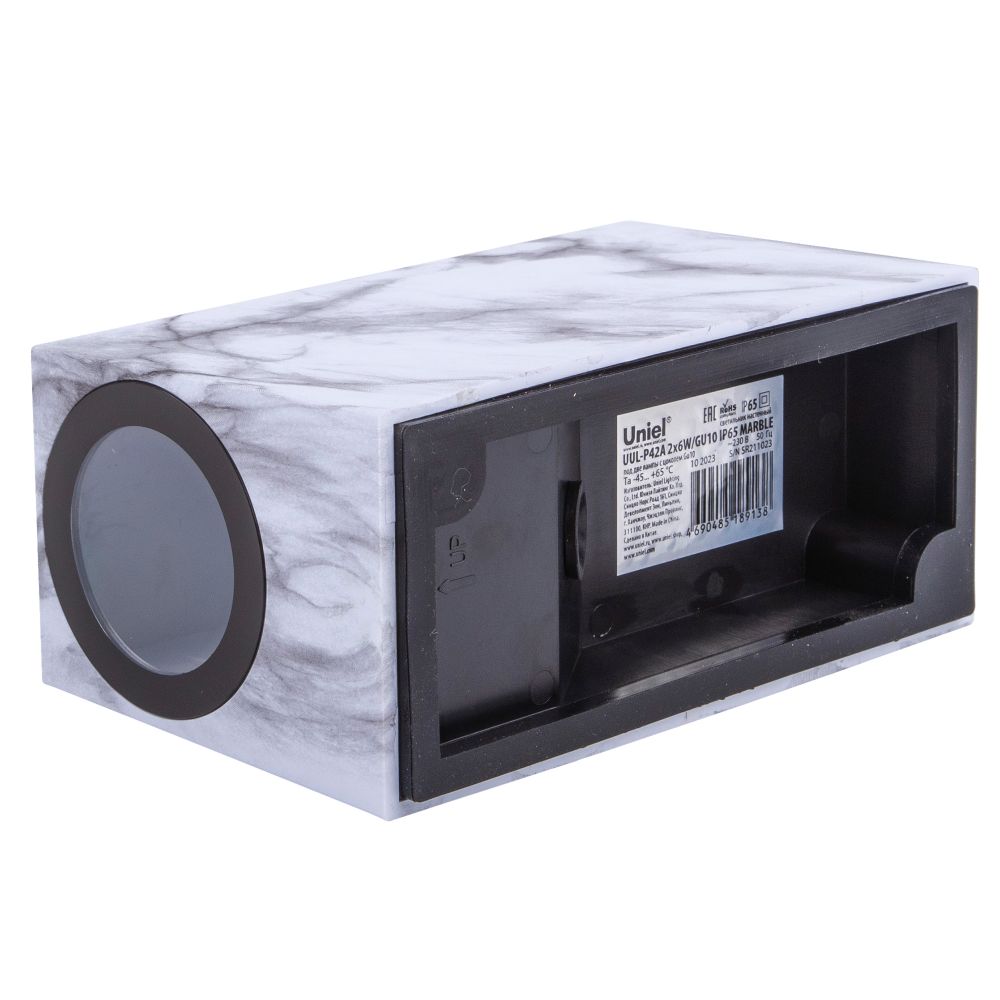 UUL-P42A 2х6W-GU10 IP65 MARBLE Светильник уличный. под две лампы GU10. Архитектурный накладной. Цвет корпуса мрамор. TM Uniel