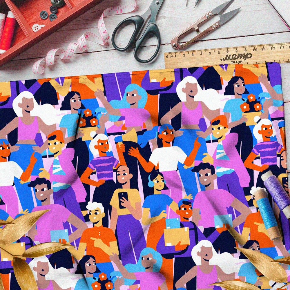 Ткань дюспо разноцветные люди