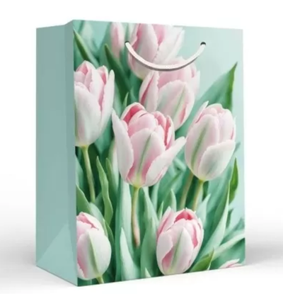 Пакет подарочный М 18*22,7*10см "Розовые тюльпаны" 15.11.02665