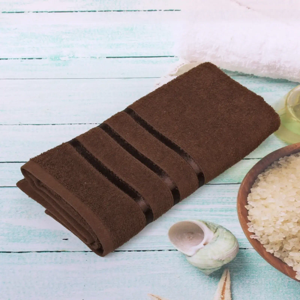 Полотенце махровое 100*150см «LUNA» цвет темно-коричневый 04040 плотность 360гр/м2 с петелькой-подвесом