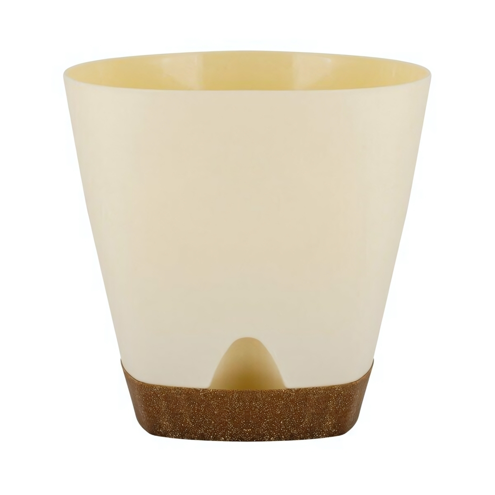 Горшок для цветов InGreen WOOD D110мм 0,65л с прикорневым поливом сливочный/бук