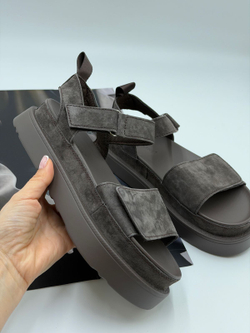 Босоножки женские натуральная кожа арт. PEXL 253-3 цвет "серо-коричневый"