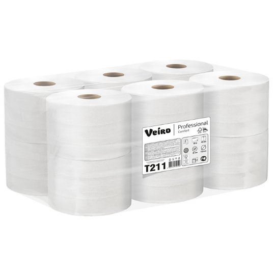Туалетная бумага в рулонах Veiro Professional Comfort белая двухслойная (12 рулонов по 80 м)