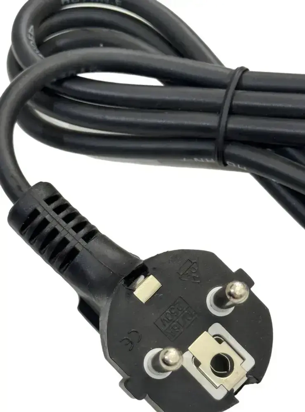 Кабель силовой с угловой вилкой 10/16A 250V универсальный 1,2 метра до 700Вт