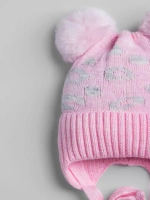 Шапка для девочки зимняя с помпонами на завязках