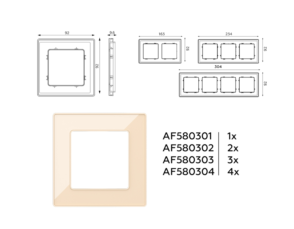 AF580303 Рамка ALFA Arctic (Бежевый Стекло органическое) 3-ая