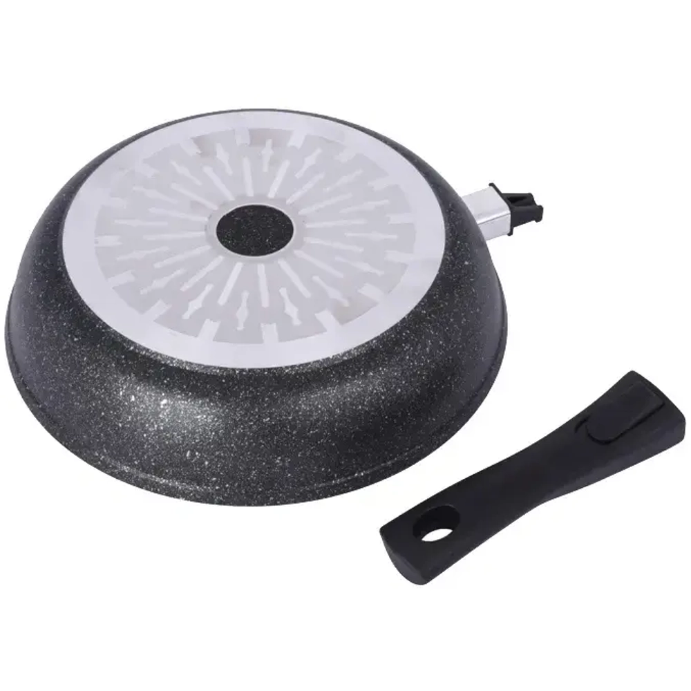 Сковорода 28*6,5см со съемной ручкой «Marble Induction» (темный мрамор) смти282а