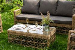 "Гранд Латте" лаунж-зона из искусственного ротанга, цвет соломенный