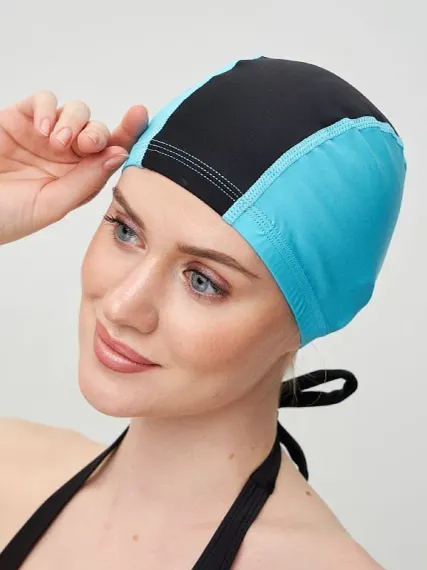 Шапочка для плавания лайкровая Sargan Классика унисекс голубой/черный