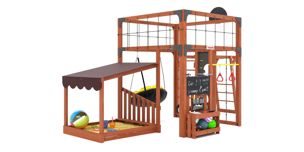 Детская площадка Савушка КУБ-4 (Махагон) с подушками