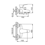 Смеситель для ванны 35к F3014-B FRAP (хром, силумин)